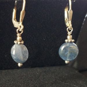 Blue glass and Sterling Silver Earrings